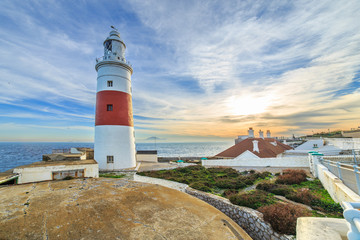 Fototapeta na wymiar Europa Point lighthouse on a shore of Gibraltar