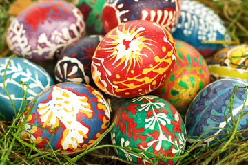 Painted Easter eggs close-up