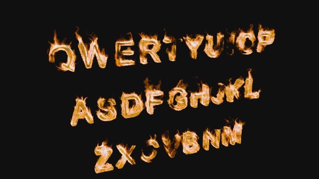 Letters of the Alphabet on Fire 3d