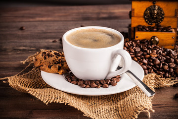 Cup of coffee with biscuits