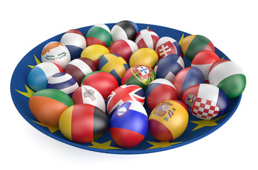 Easter eggs with the flags of the countries of the European Unio