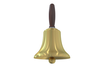 golden bell with wooden handle