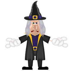 Unfriendly old witch magic halloween cartoon character