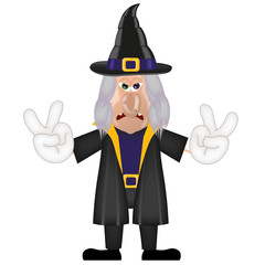 Unfriendly old witch magic halloween cartoon character