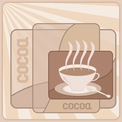 Cocoa cup on the cocoa color background, vector illustration
