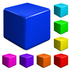 Multicolored plastic cubes