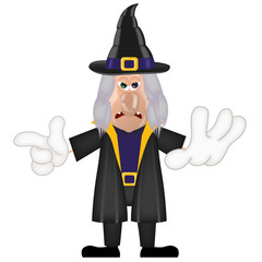 Unfriendly old witch magic halloween cartoon character