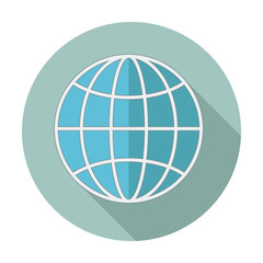Flat style icon with long shadow. Earth globe vector