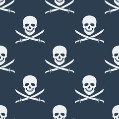Seamless pattern with jolly roger. Vector illustration.
