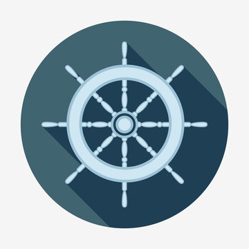 Pirate icon, helm of ship. Flat design vector illustration.
