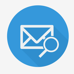 Mail icon, envelope with magnifying glass. Flat design vector