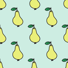Seamless hand-drawn pattern with pear. Vector illustration.