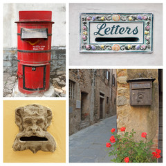 collection of old postboxes, images from India, Malta, Italy