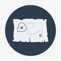Pirate or sea icon, treasure map. Flat design vector