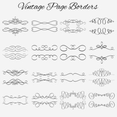 Set of vector borders. Hand-drawn calligraphic and typographic