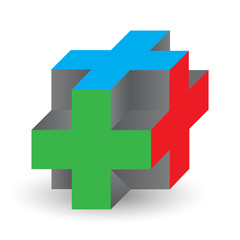 Cross 3d color vector illustration