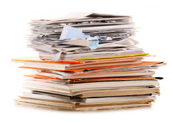 Stack of recycling paper isolated on white