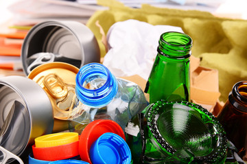 Recyclable garbage consisting of glass, plastic, metal and paper