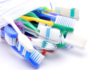 toothbrushes on white background