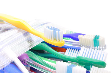 toothbrushes on white background