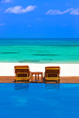 Loungers on Maldives beach