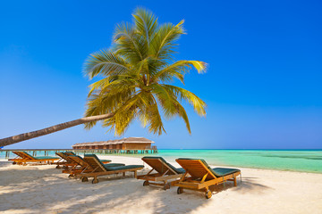 Loungers on Maldives beach