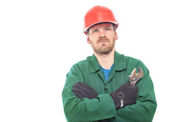 Worker with wrench