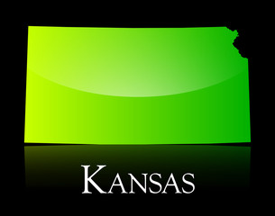 Kansas green shiny map