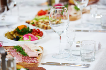 restaurant table with food
