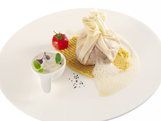 couscous-stuffed dumpling with mashed chickpeas