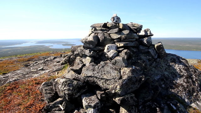 Gury on top of  mountain and stunning views of  river valley