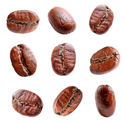 Collage of coffee beans isolated on white