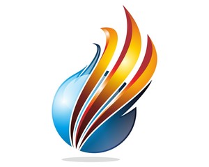 abstract 3D fire and ice logo