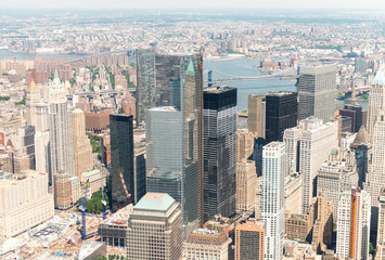Fototapeta na wymiar Stunning aerial skyline of Midtown Manhattan on a sunny day, New