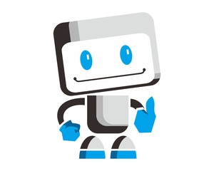 cute blue robot mascot logo