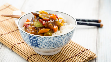 Rice with sweet and sour vegetables - Reis mit süß-sauren Gem