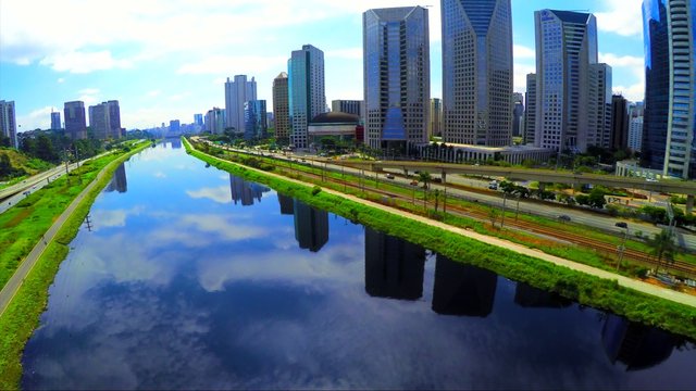 Aerial View: Marginal Pinheiros - Lake, Sao Paulo, Brazil
