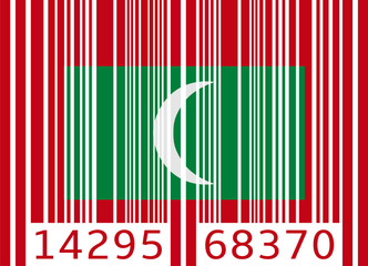 Fototapeta na wymiar bar code flag maldives