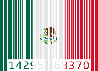 Fototapeta na wymiar bar code flag mexico