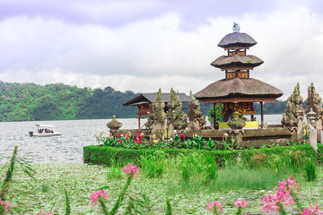 Pura Ulun Danu temple on a lake Beratan. Bali