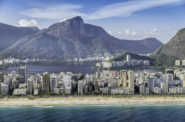High angle aerial view of Ipanema Beach in Rio de Janeiro,Brazil