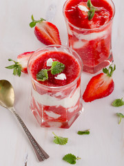 Glasses of Layered sweet Dessert