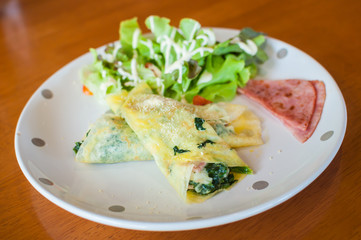 Crepe stuffed with spinach