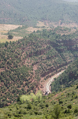 Fototapeta na wymiar The range of mountain along the way from Marrakesh to Quarzazate