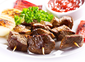 grilled meat with vegetables