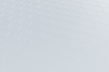 Abstract 3d rendering of futuristic surface with hexagons.