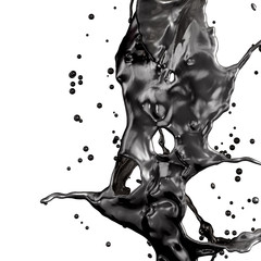 Splash of black fuel oil isolated on white background