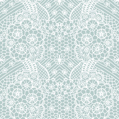 Lace seamless pattern with flowers - 81090476