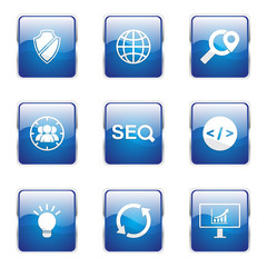 SEO Internet Sign Square Vector Blue Icon Design Set 2