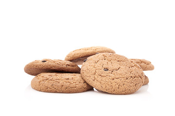 oat cookies on white background